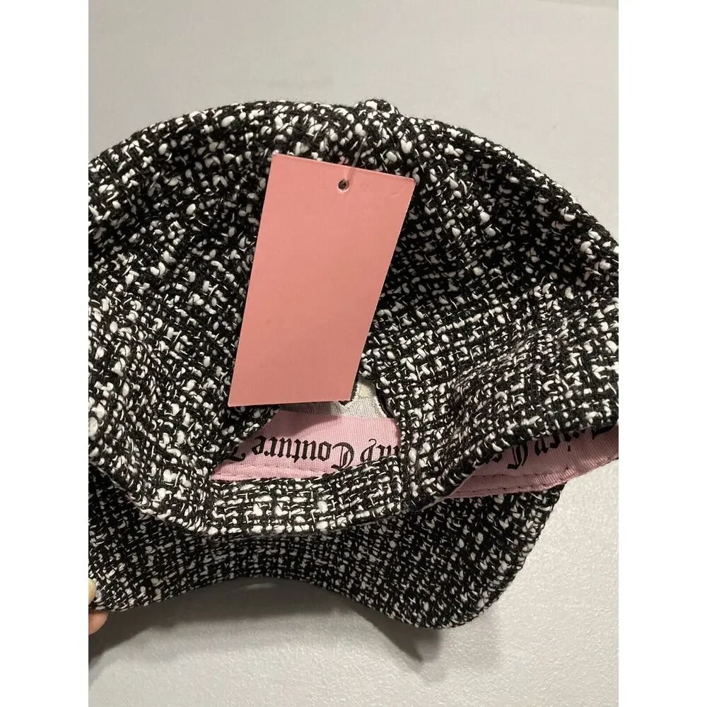 Juicy Couture Black And White Woven Baseball Cap Embroidered‎ JUICY Logo NWT